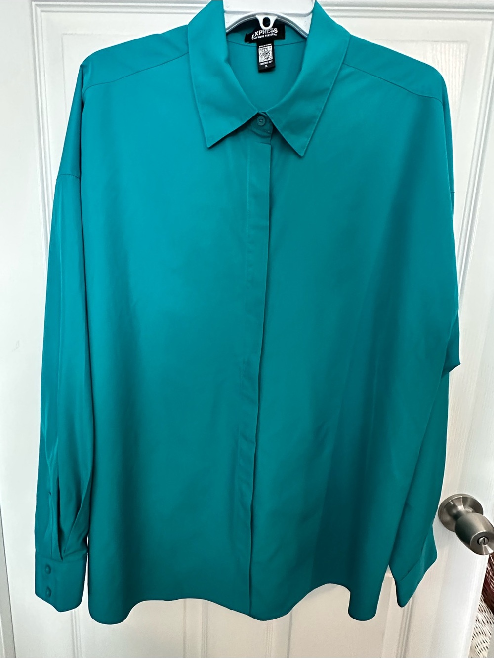 Express Women’s Teal Button-Up Shirt Boyfriend Portofino Sz:XL